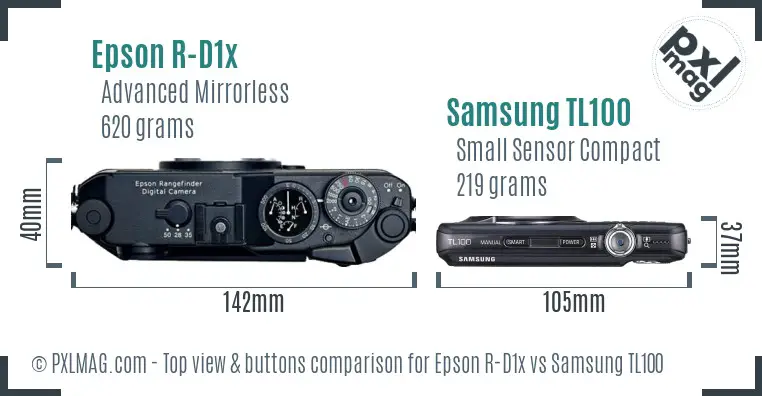 Epson R-D1x vs Samsung TL100 top view buttons comparison