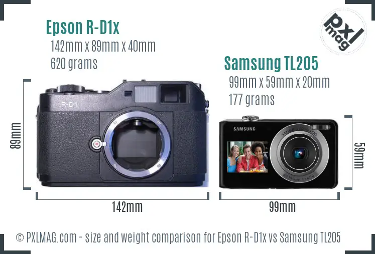 Epson R-D1x vs Samsung TL205 size comparison