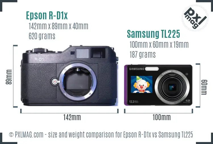 Epson R-D1x vs Samsung TL225 size comparison