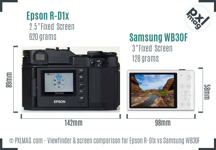 Epson R-D1x vs Samsung WB30F Screen and Viewfinder comparison