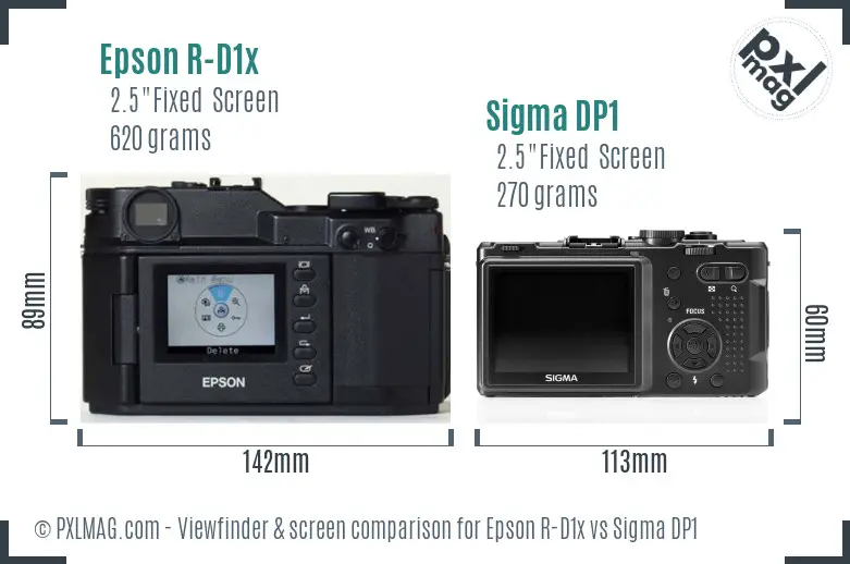 Epson R-D1x vs Sigma DP1 Screen and Viewfinder comparison Epson R-D1x vs Sigma DP1 Screen and Viewfinder comparison