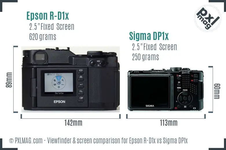 Epson R-D1x vs Sigma DP1x Screen and Viewfinder comparison