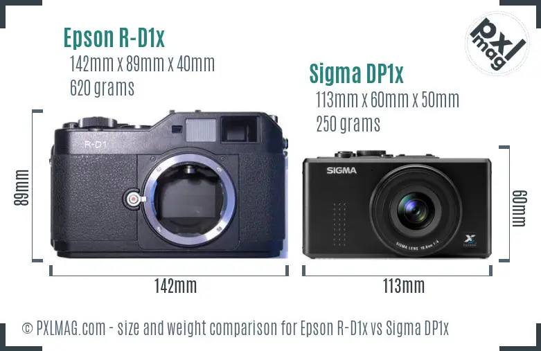Epson R-D1x vs Sigma DP1x size comparison