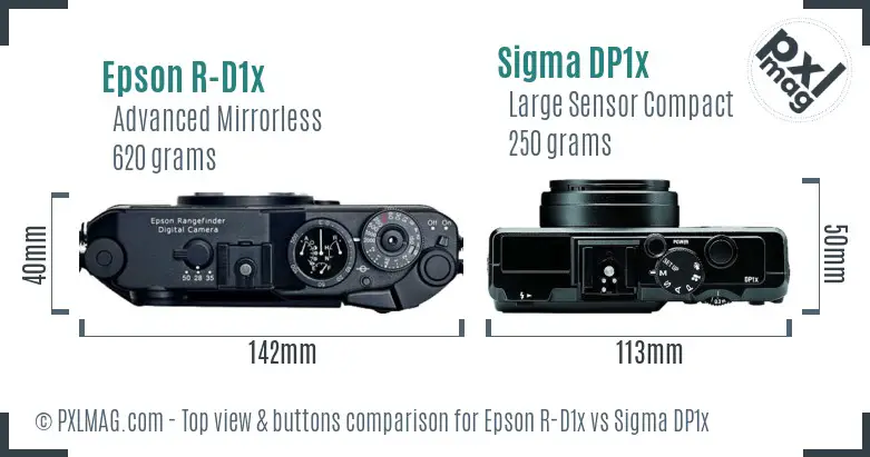 Epson R-D1x vs Sigma DP1x top view buttons comparison