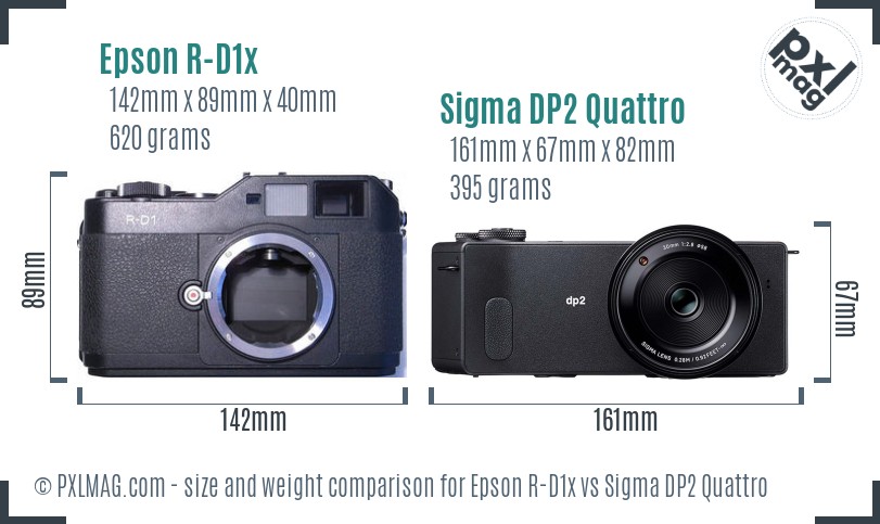 Epson R-D1x vs Sigma DP2 Quattro size comparison