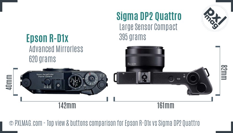 Epson R-D1x vs Sigma DP2 Quattro top view buttons comparison