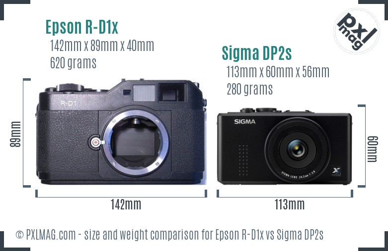 Epson R-D1x vs Sigma DP2s size comparison