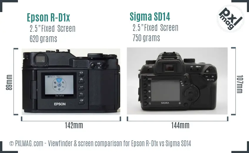 Epson R-D1x vs Sigma SD14 Screen and Viewfinder comparison