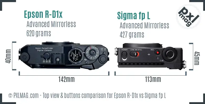 Epson R-D1x vs Sigma fp L top view buttons comparison