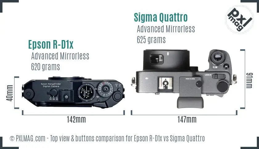 Epson R-D1x vs Sigma Quattro top view buttons comparison