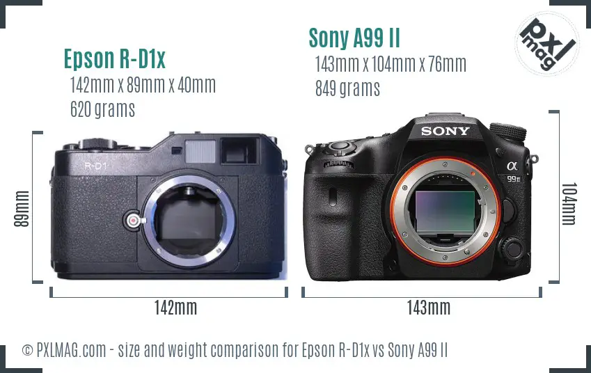 Epson R-D1x vs Sony A99 II size comparison