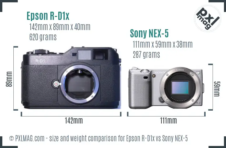 Epson R-D1x vs Sony NEX-5 size comparison