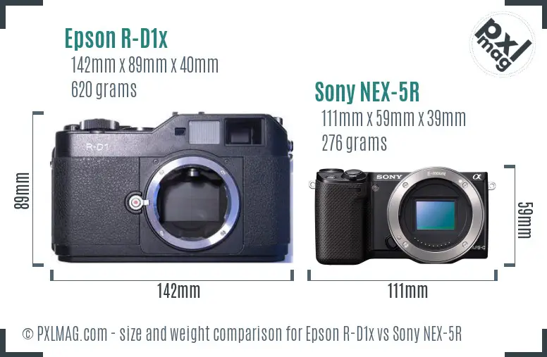 Epson R-D1x vs Sony NEX-5R size comparison