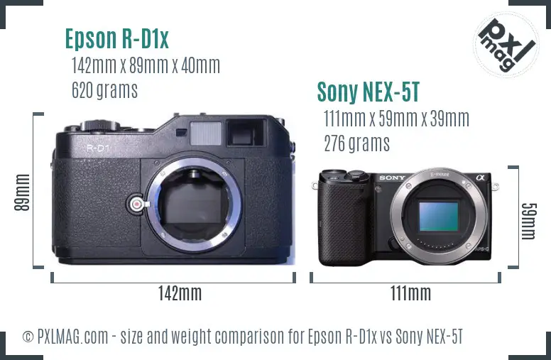 Epson R-D1x vs Sony NEX-5T size comparison