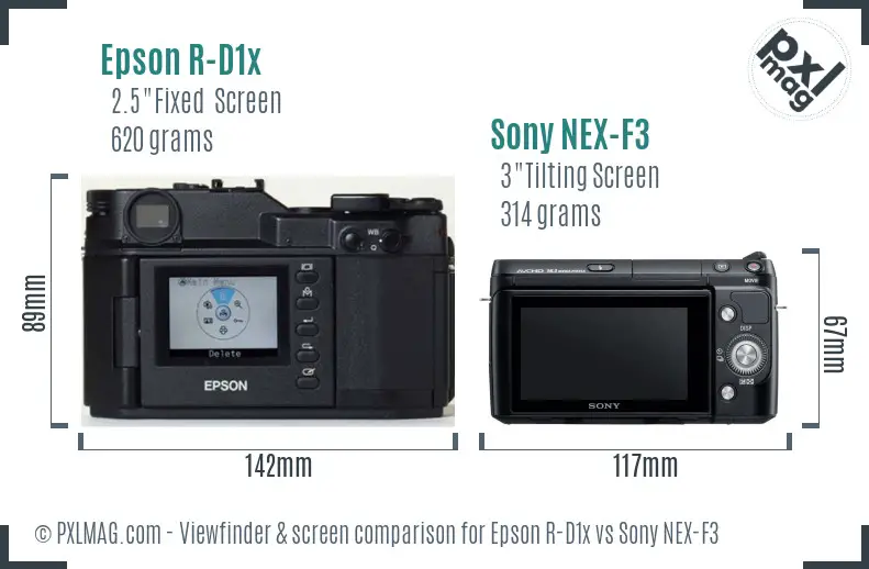 Epson R-D1x vs Sony NEX-F3 Screen and Viewfinder comparison Epson R-D1x vs Sony NEX-F3 Screen and Viewfinder comparison
