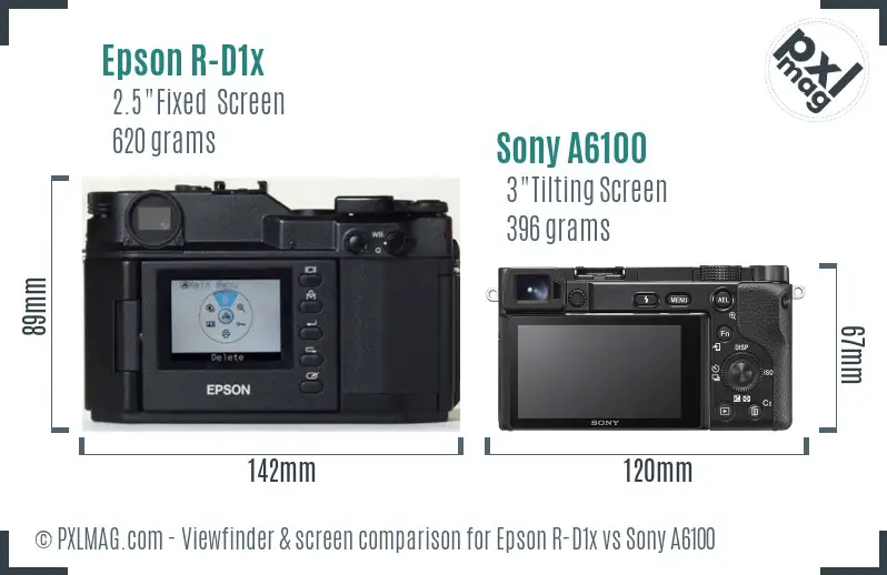 Epson R-D1x vs Sony A6100 Screen and Viewfinder comparison