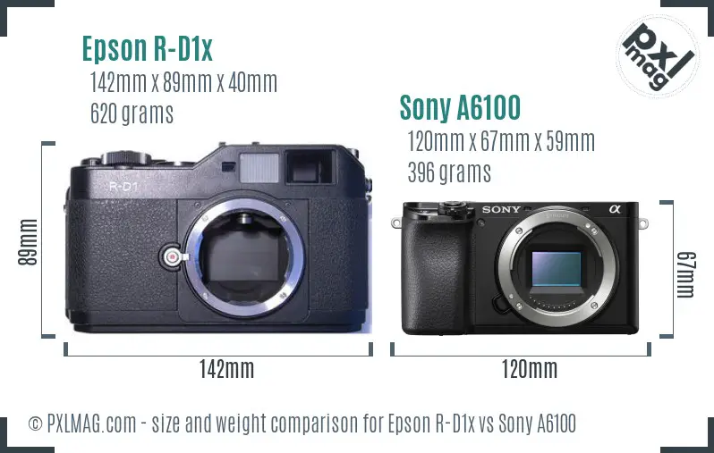 Epson R-D1x vs Sony A6100 size comparison
