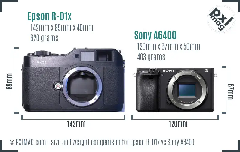 Epson R-D1x vs Sony A6400 size comparison