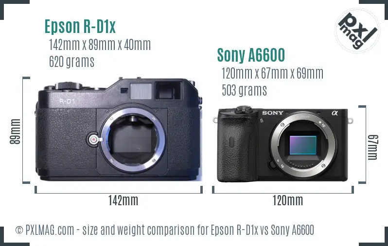 Epson R-D1x vs Sony A6600 size comparison