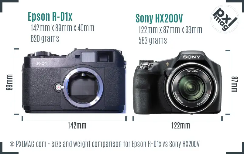 Epson R-D1x vs Sony HX200V size comparison