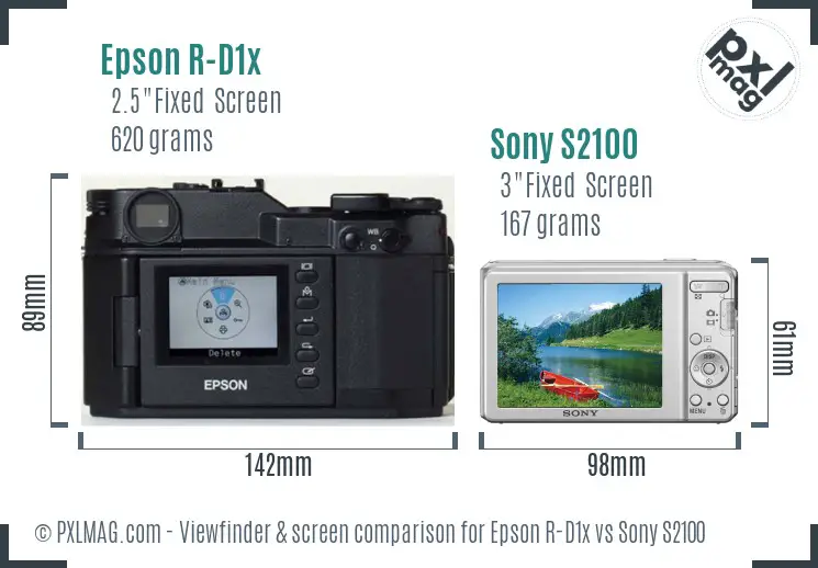 Epson R-D1x vs Sony S2100 Screen and Viewfinder comparison