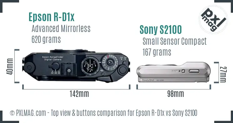 Epson R-D1x vs Sony S2100 top view buttons comparison