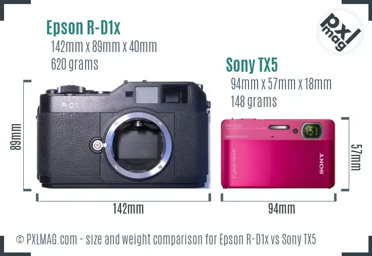 Epson R-D1x vs Sony TX5 size comparison