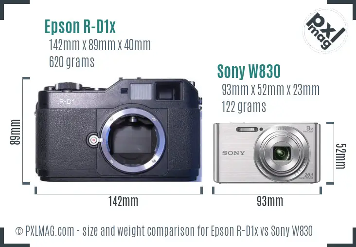 Epson R-D1x vs Sony W830 size comparison