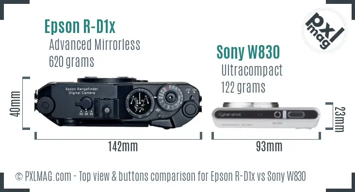 Epson R-D1x vs Sony W830 top view buttons comparison