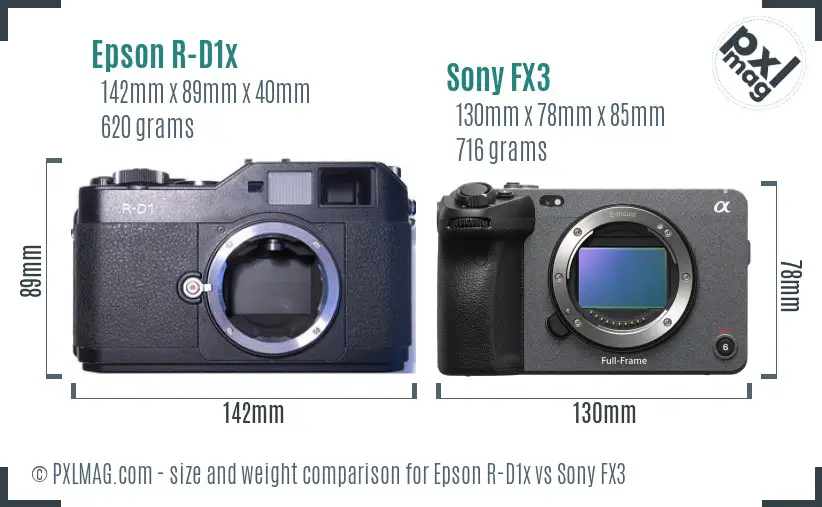 Epson R-D1x vs Sony FX3 size comparison