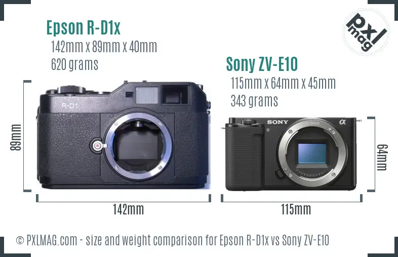 Epson R-D1x vs Sony ZV-E10 size comparison