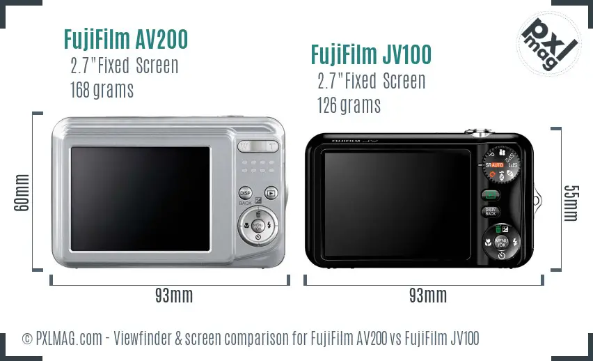 FujiFilm AV200 vs FujiFilm JV100 Screen and Viewfinder comparison