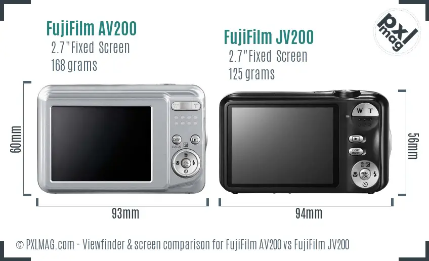 FujiFilm AV200 vs FujiFilm JV200 Screen and Viewfinder comparison