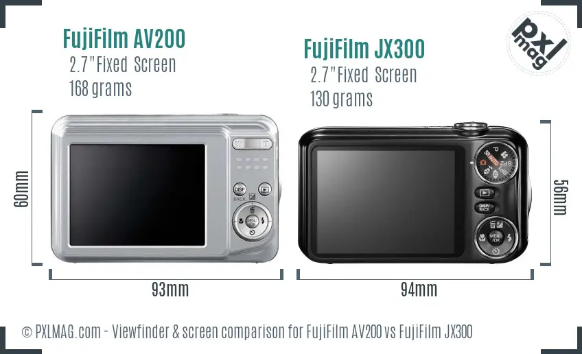 FujiFilm AV200 vs FujiFilm JX300 Screen and Viewfinder comparison