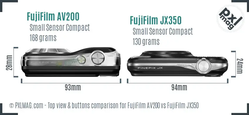 FujiFilm AV200 vs FujiFilm JX350 top view buttons comparison