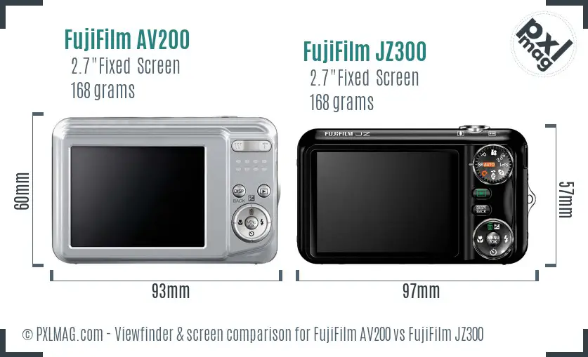 FujiFilm AV200 vs FujiFilm JZ300 Screen and Viewfinder comparison FujiFilm AV200 vs FujiFilm JZ300 Screen and Viewfinder comparison