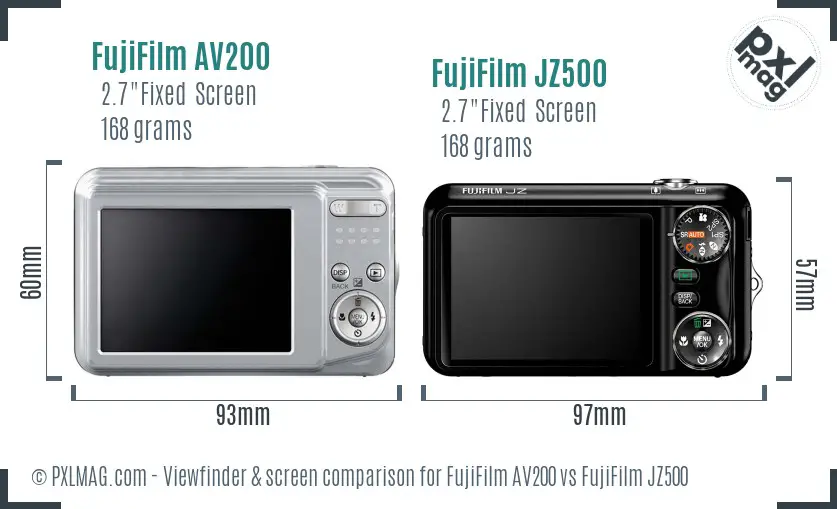 FujiFilm AV200 vs FujiFilm JZ500 Screen and Viewfinder comparison