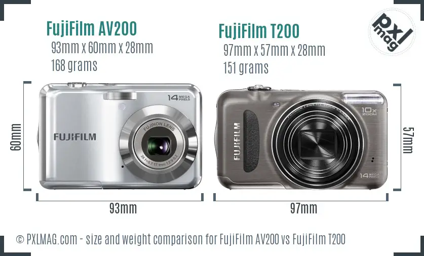 FujiFilm AV200 vs FujiFilm T200 size comparison