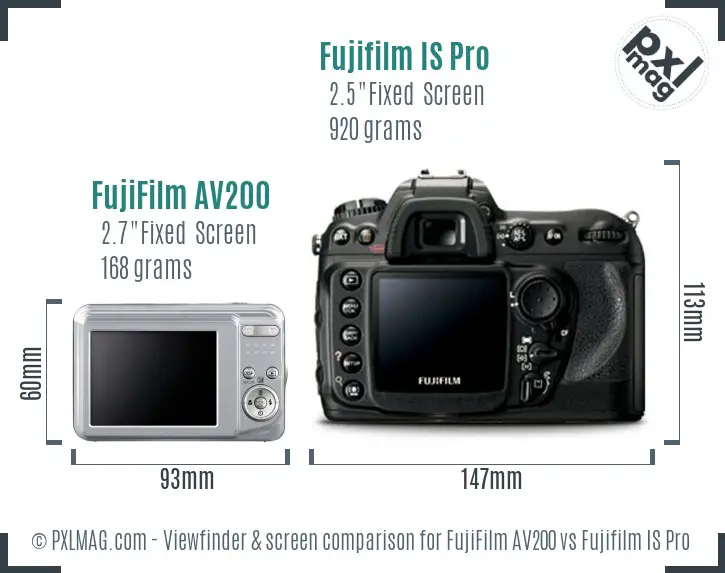 FujiFilm AV200 vs Fujifilm IS Pro Screen and Viewfinder comparison