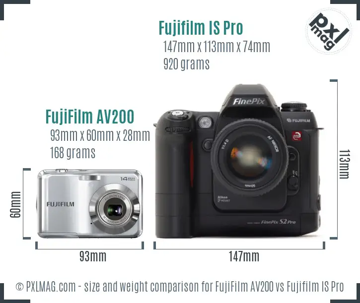 FujiFilm AV200 vs Fujifilm IS Pro size comparison