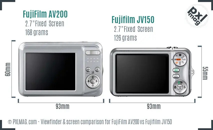 FujiFilm AV200 vs Fujifilm JV150 Screen and Viewfinder comparison FujiFilm AV200 vs Fujifilm JV150 Screen and Viewfinder comparison