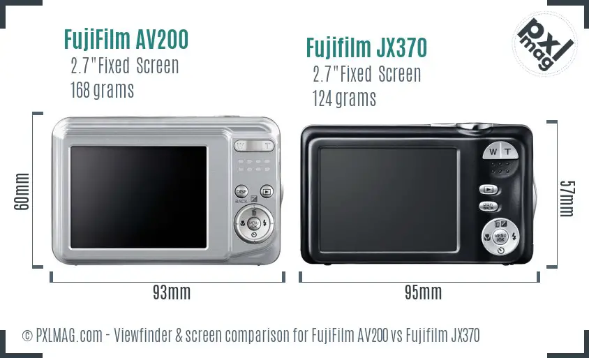 FujiFilm AV200 vs Fujifilm JX370 Screen and Viewfinder comparison