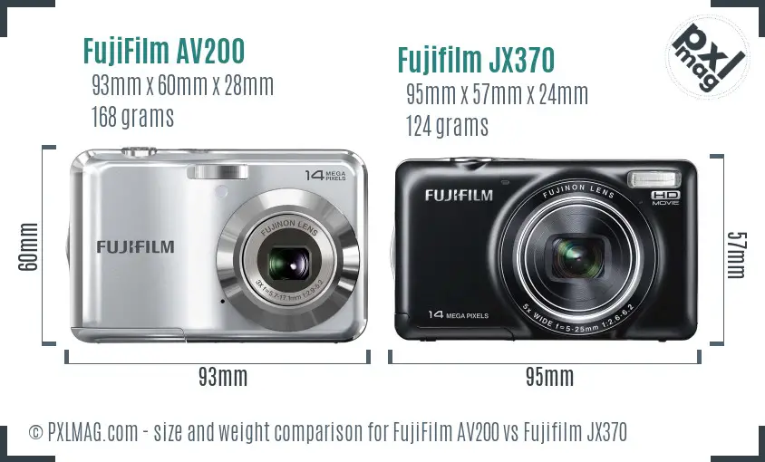 FujiFilm AV200 vs Fujifilm JX370 size comparison