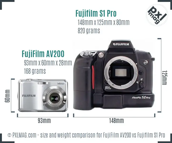 FujiFilm AV200 vs Fujifilm S1 Pro size comparison