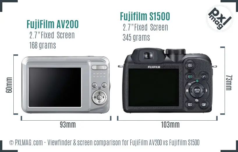 FujiFilm AV200 vs Fujifilm S1500 Screen and Viewfinder comparison FujiFilm AV200 vs Fujifilm S1500 Screen and Viewfinder comparison
