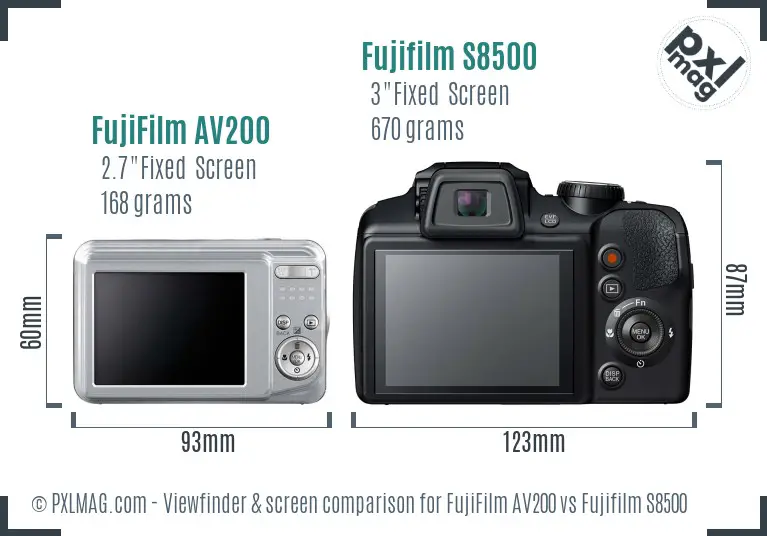 FujiFilm AV200 vs Fujifilm S8500 Screen and Viewfinder comparison