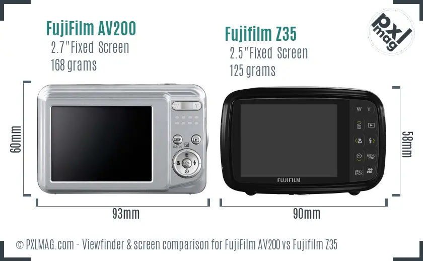 FujiFilm AV200 vs Fujifilm Z35 Screen and Viewfinder comparison