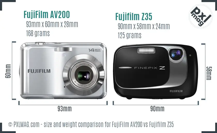 FujiFilm AV200 vs Fujifilm Z35 size comparison