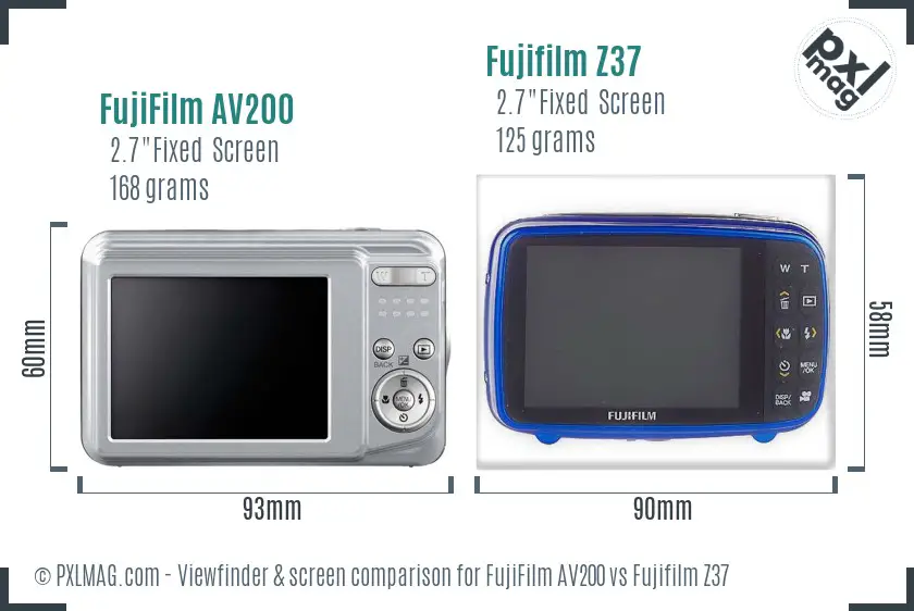 FujiFilm AV200 vs Fujifilm Z37 Screen and Viewfinder comparison
