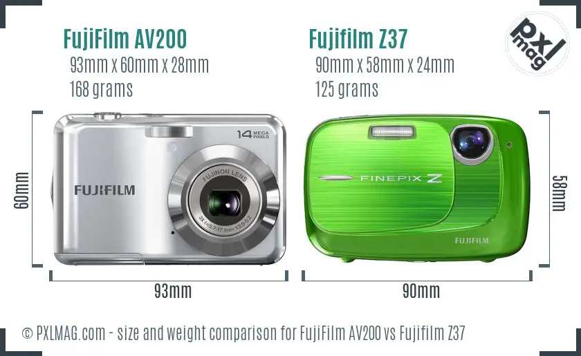 FujiFilm AV200 vs Fujifilm Z37 size comparison